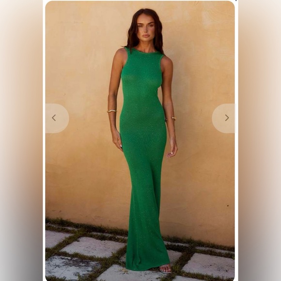 RUNAWAY THE LABEL ADRIANA MAXI DRESS Green Medium - Picture 2 of 10